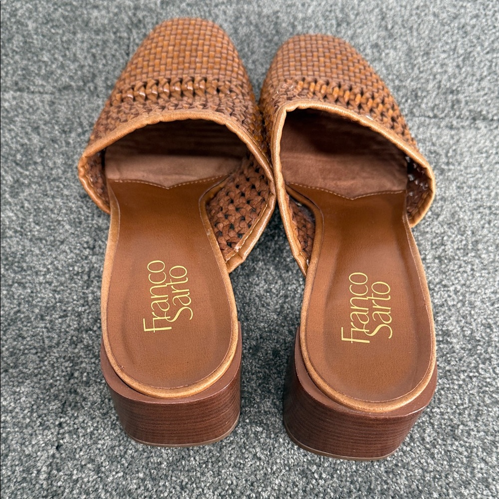 Franco Sarto Shoes Wm 8 M Nalla Woven Basketweave Block Heel Mules 90 Y2K - Picture 5 of 12